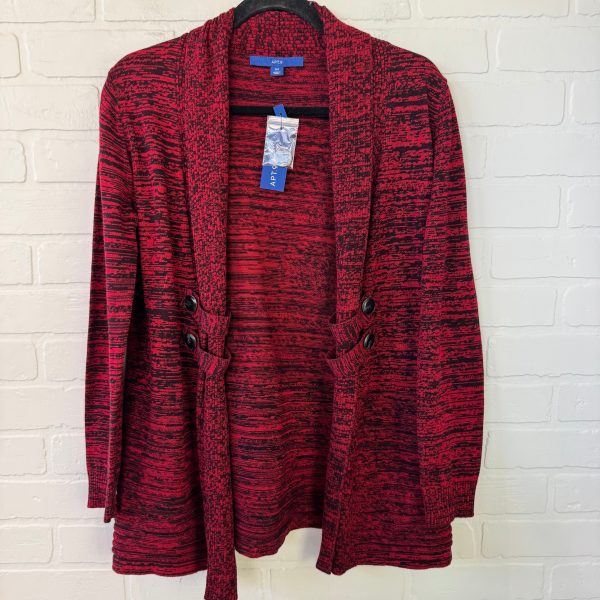 Sweater Cardigan By Apt 9 In Black & Red, Size: Mp For Cheap