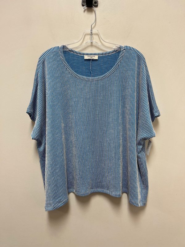 Top Short Sleeve By Zenana Outfitters In Blue, Size: L Online Hot Sale