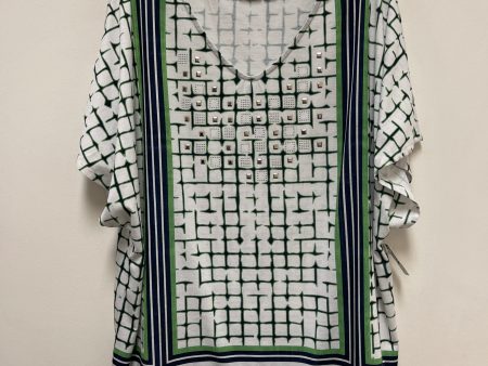 Blue & Green Top Short Sleeve Chicos, Size 2x For Discount