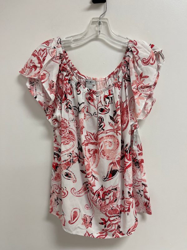 Top Short Sleeve By White House Black Market In Red & White, Size: L Discount