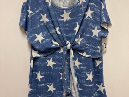 Blue & White Top Short Sleeve Andree By Unit, Size L For Discount